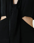 Mavis Black Vegan Silk Midi Dress