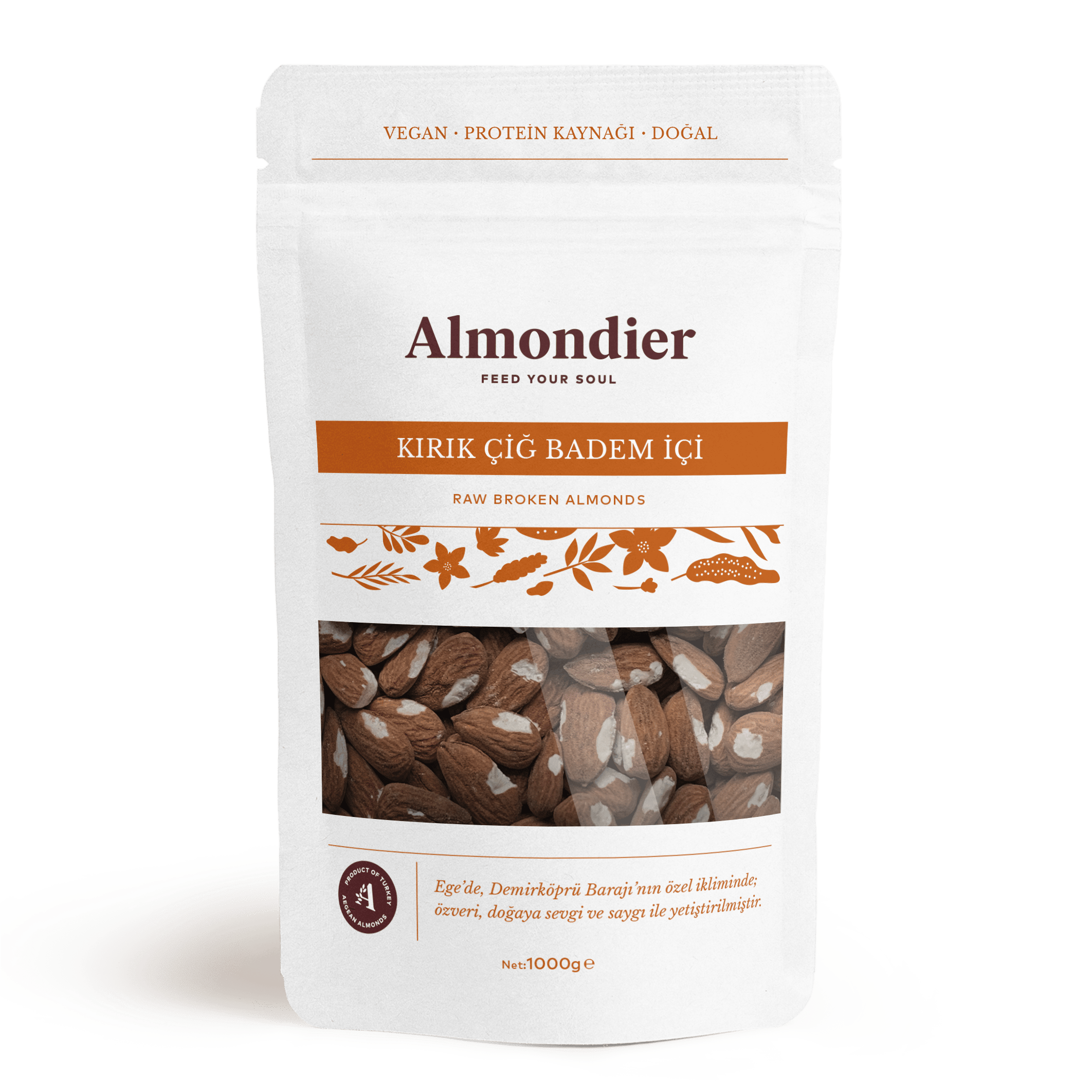 Raw Cracked Almonds - 1 kg