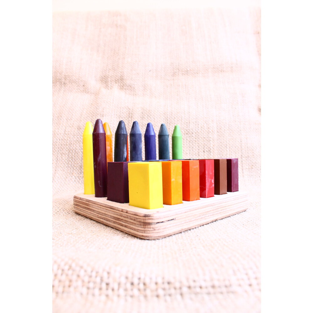 Beeswax Pastel and Crayon Set of 24 with Beech Stand