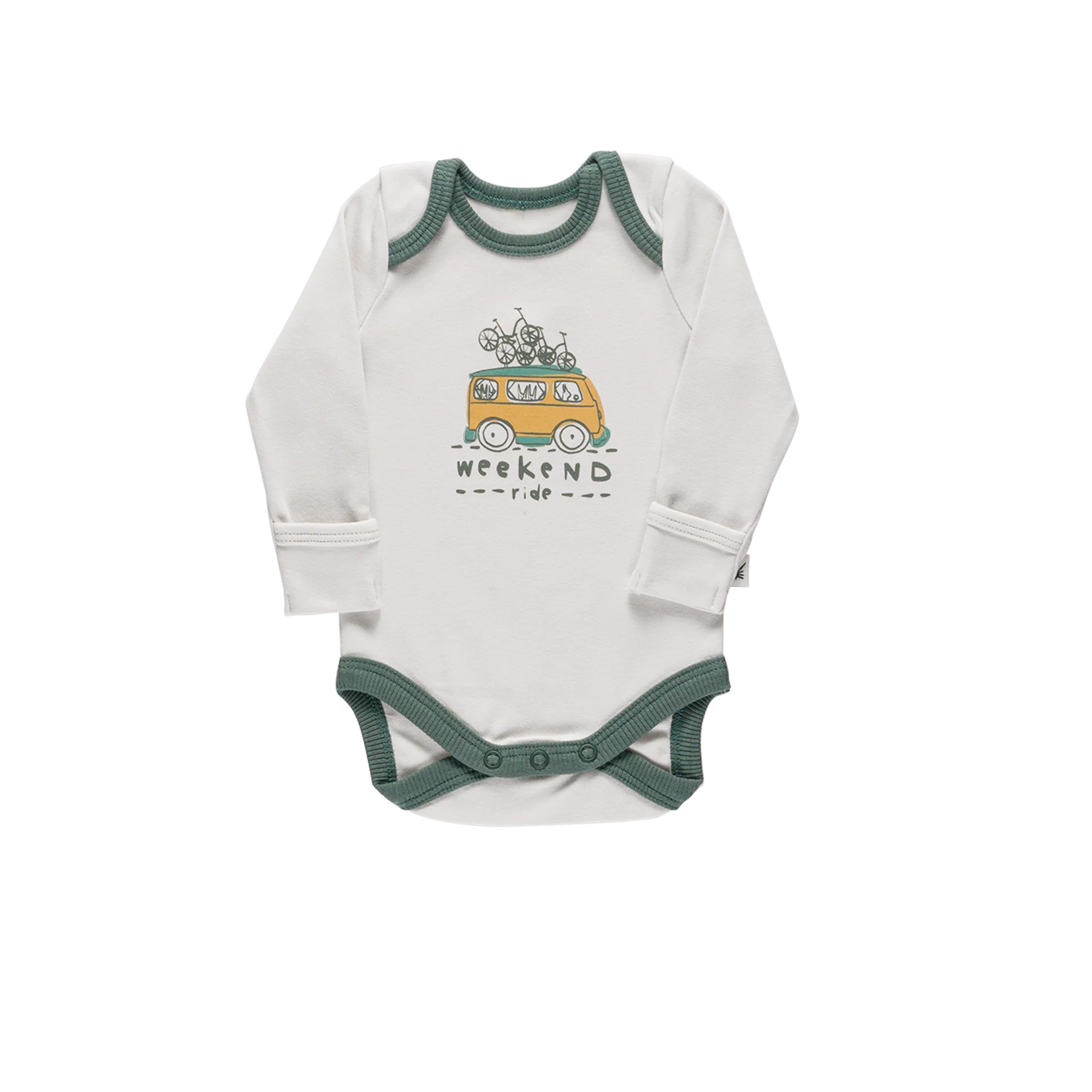 Envelope Long Sleeve Organic Cotton Onesie with Contrast