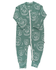Zip Organic Cotton Jumpsuit - Deep Green