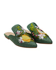 Citrus Blossom Hand-embroidery Flat Mules