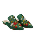 Wild Strawberries Hand-embroidery Flat Mules