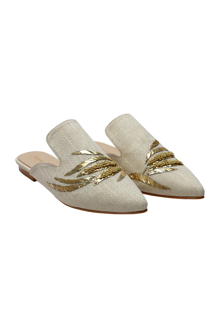 Tulipmania Hand-embroidery Flat Mules
