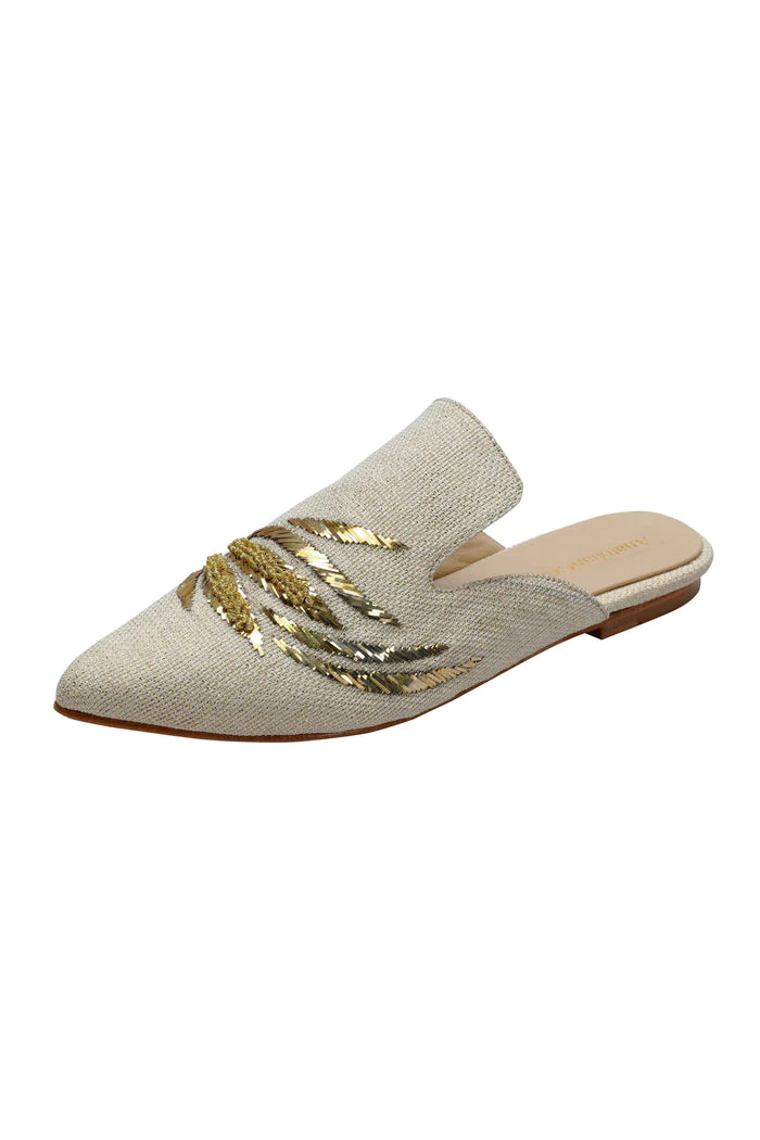 Tulipmania Hand-embroidery Flat Mules