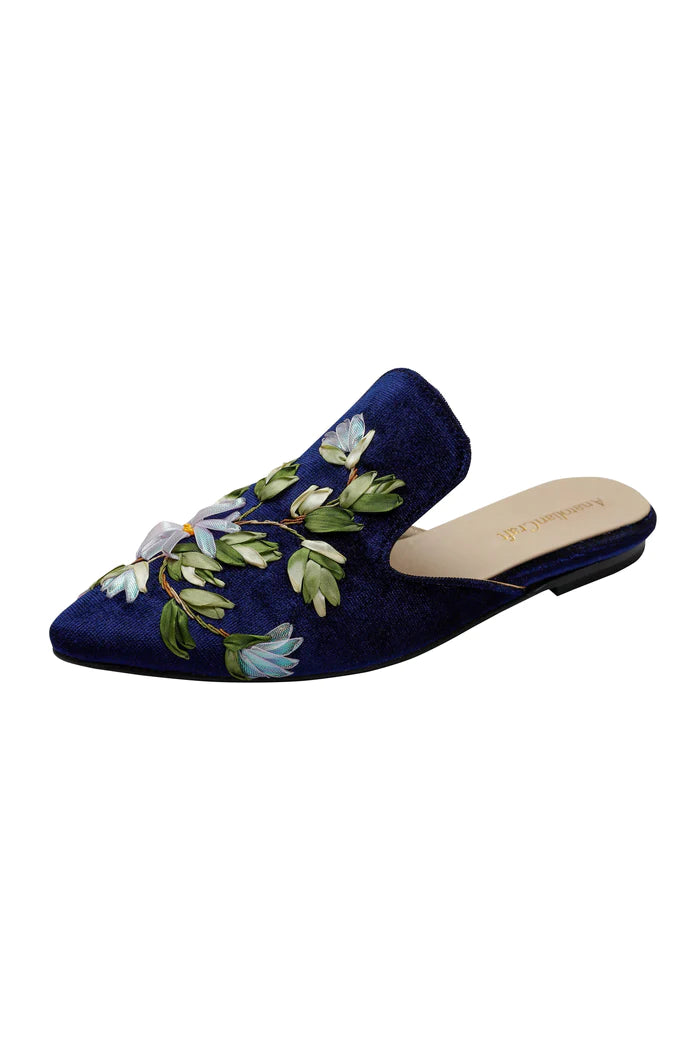 Bird of Paradise Hand-embroidery Flat Mules